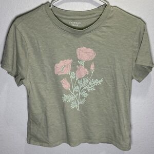 American Eagle Cropped Tshirt Womens Size XS Floral Graphic Basic Soft